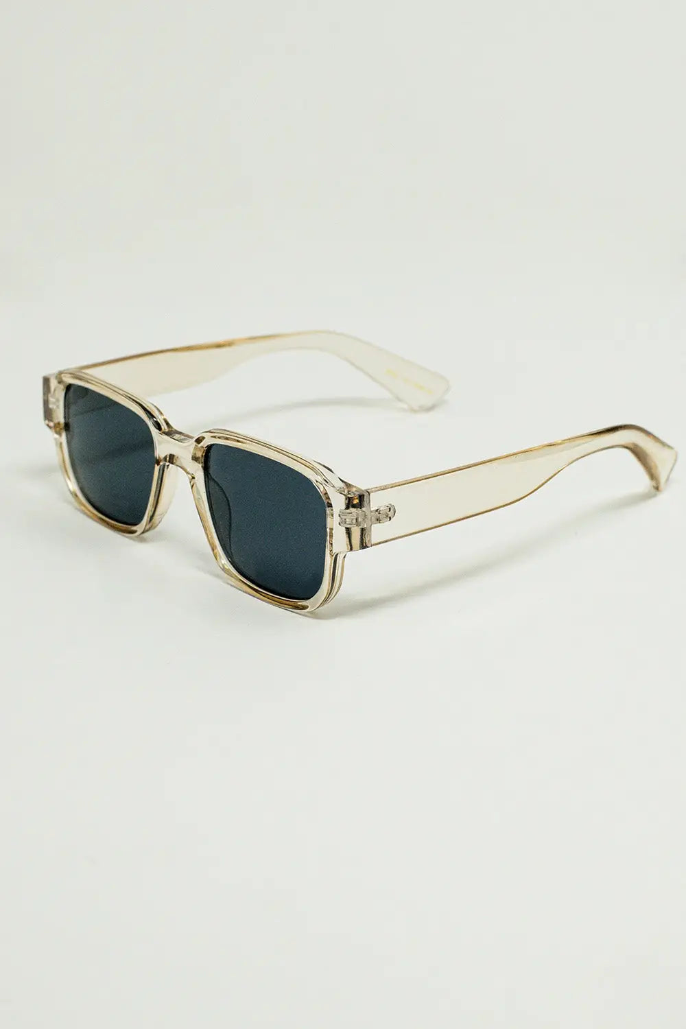 Chunky Square Sunglasses With Transparent Smoky Frame - BEIGE / ONE - Sunglasses