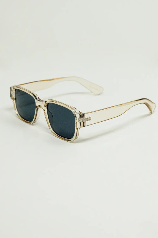 Chunky Square Sunglasses With Transparent Smoky Frame - BEIGE / ONE - Sunglasses