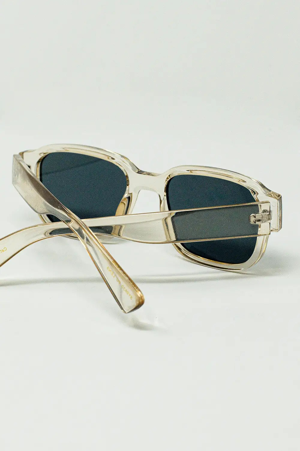 Chunky Square Sunglasses With Transparent Smoky Frame - BEIGE / ONE - Sunglasses