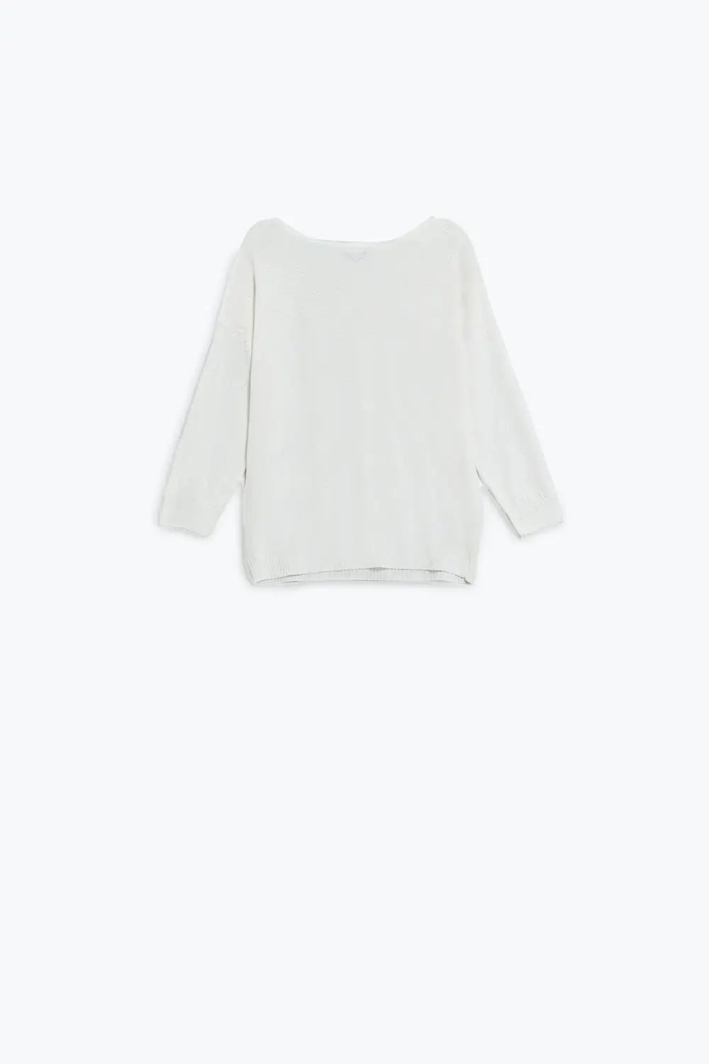 White Sweater In Argyle Print With Boat Neck - WHITE / ONE - Sweaters