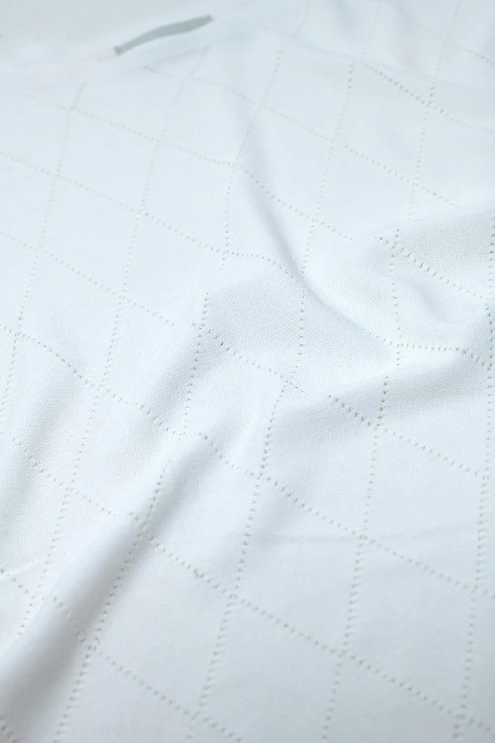 White Sweater In Argyle Print With Boat Neck - WHITE / ONE - Sweaters
