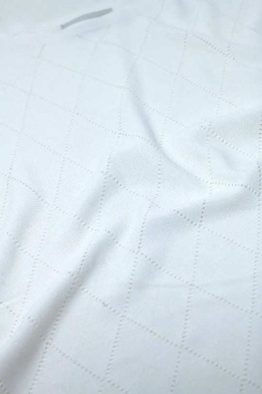 White Sweater In Argyle Print With Boat Neck - WHITE / ONE - Sweaters