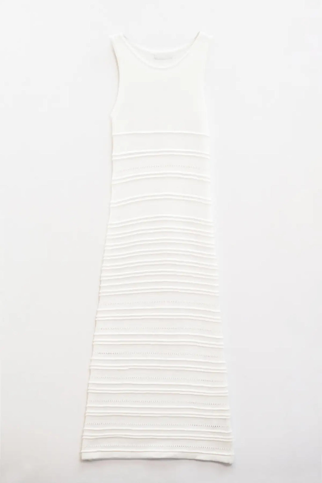 White Maxi Crochet Sleeveless Knitted Dress - BEIGE / ONE - Dresses