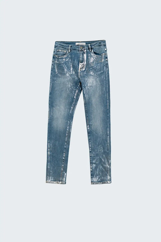 Super Skinny Denim Jeans With Metallic Effect