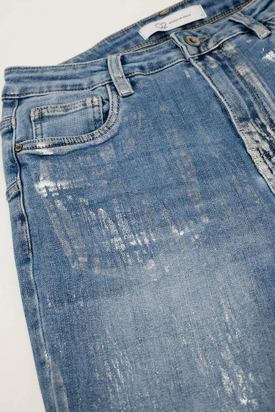 Super Skinny Denim Jeans With Metallic Effect