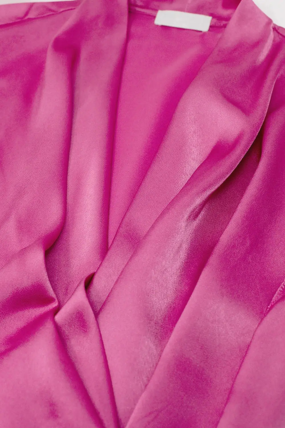 Fuchsia Crossed Silk Top With V-neck and Short Sleeves - Tops