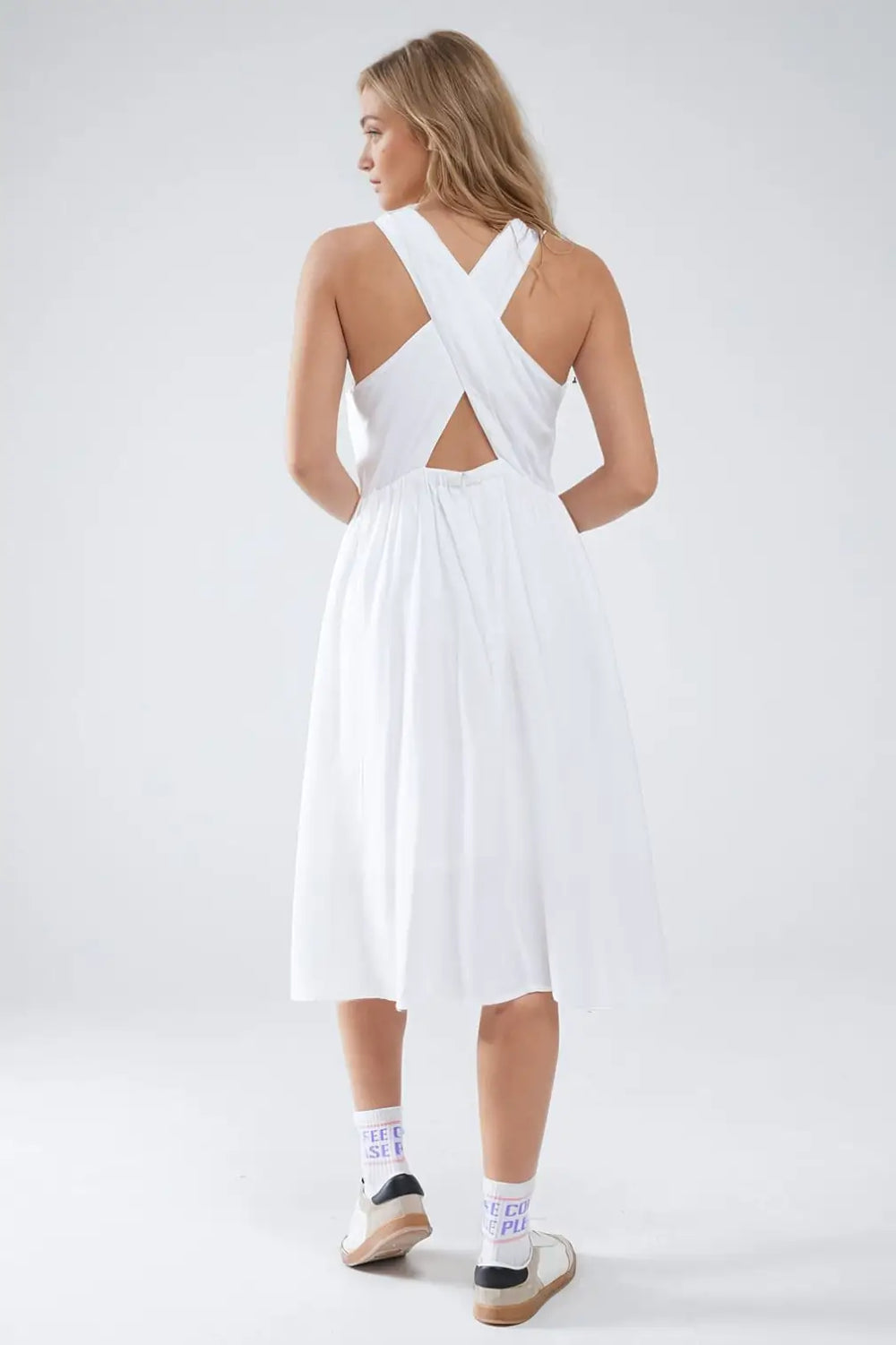 White dress with button detail - Dresses