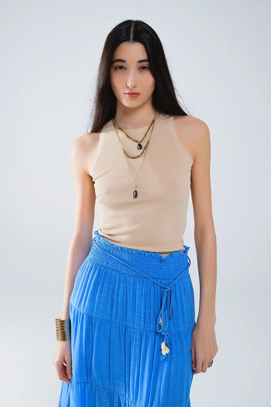 Knitted sleeveless Top in Beige - Tops Sweaters