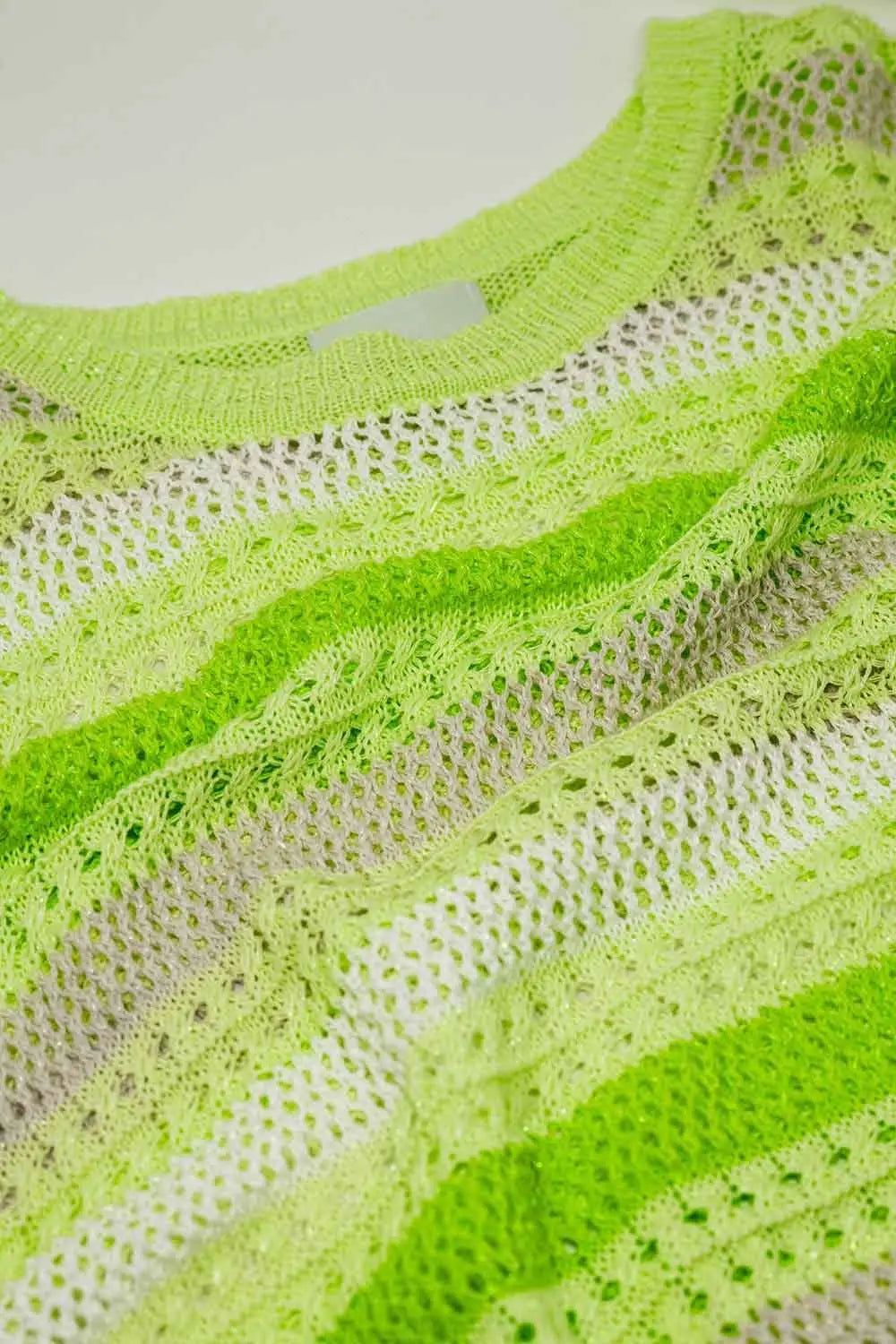 Long Sleeve Light Multicolored Sweater With Boat Neck - GREEN / ONE - Sweaters