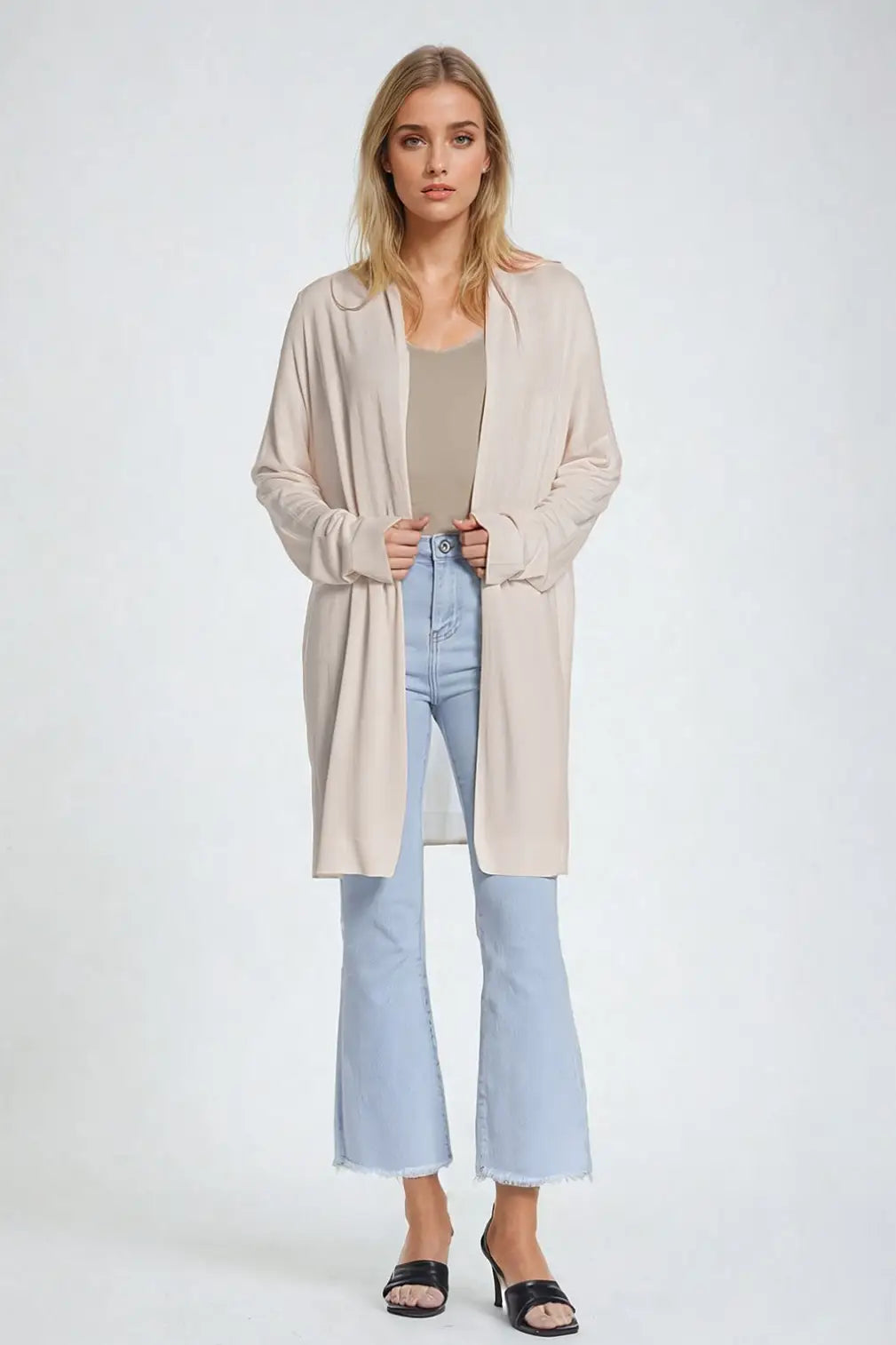 Beige Maxi Open Cardigan Long Sleeve - BEIGE / ONE - Cardigans
