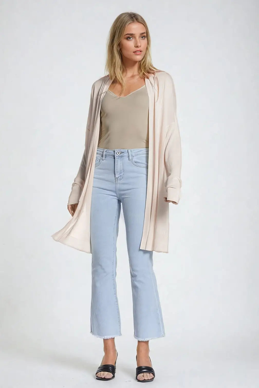 Beige Maxi Open Cardigan Long Sleeve - BEIGE / ONE - Cardigans