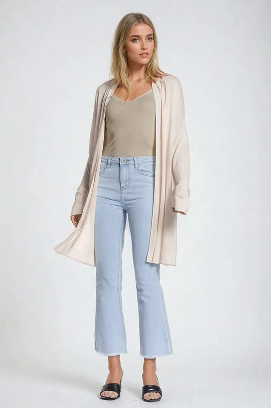 Beige Maxi Open Cardigan Long Sleeve - BEIGE / ONE - Cardigans