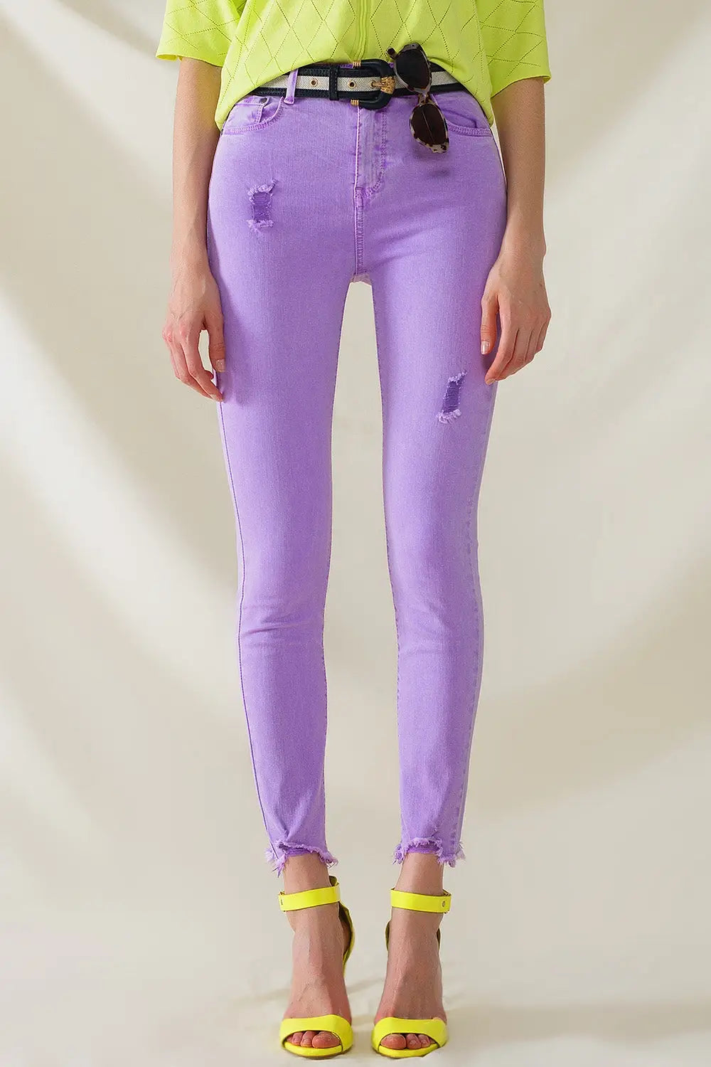 High Waisted super Skinny Jeans In Purple - Colored Jeans