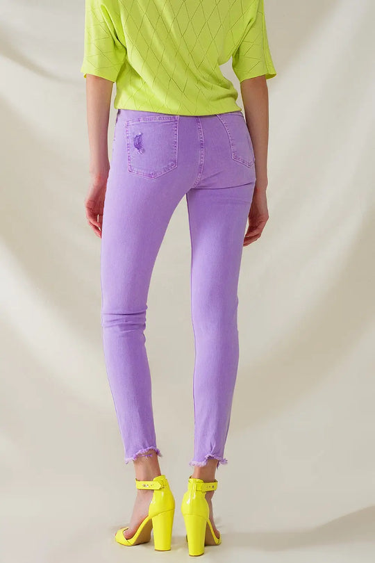 High Waisted super Skinny Jeans In Purple - Colored Jeans