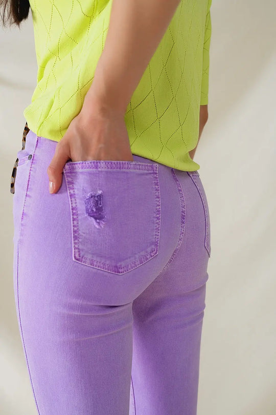 High Waisted super Skinny Jeans In Purple - Colored Jeans