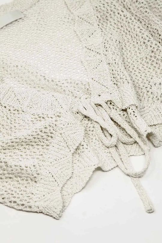 beige short crochet cardigan with lurex detail - BEIGE / ONE - Cardigans