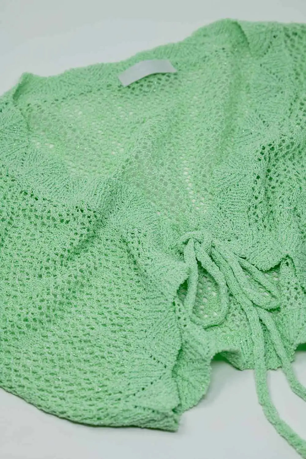 Green short crochet cardigan with lurex detail - GREEN / ONE - Cardigans