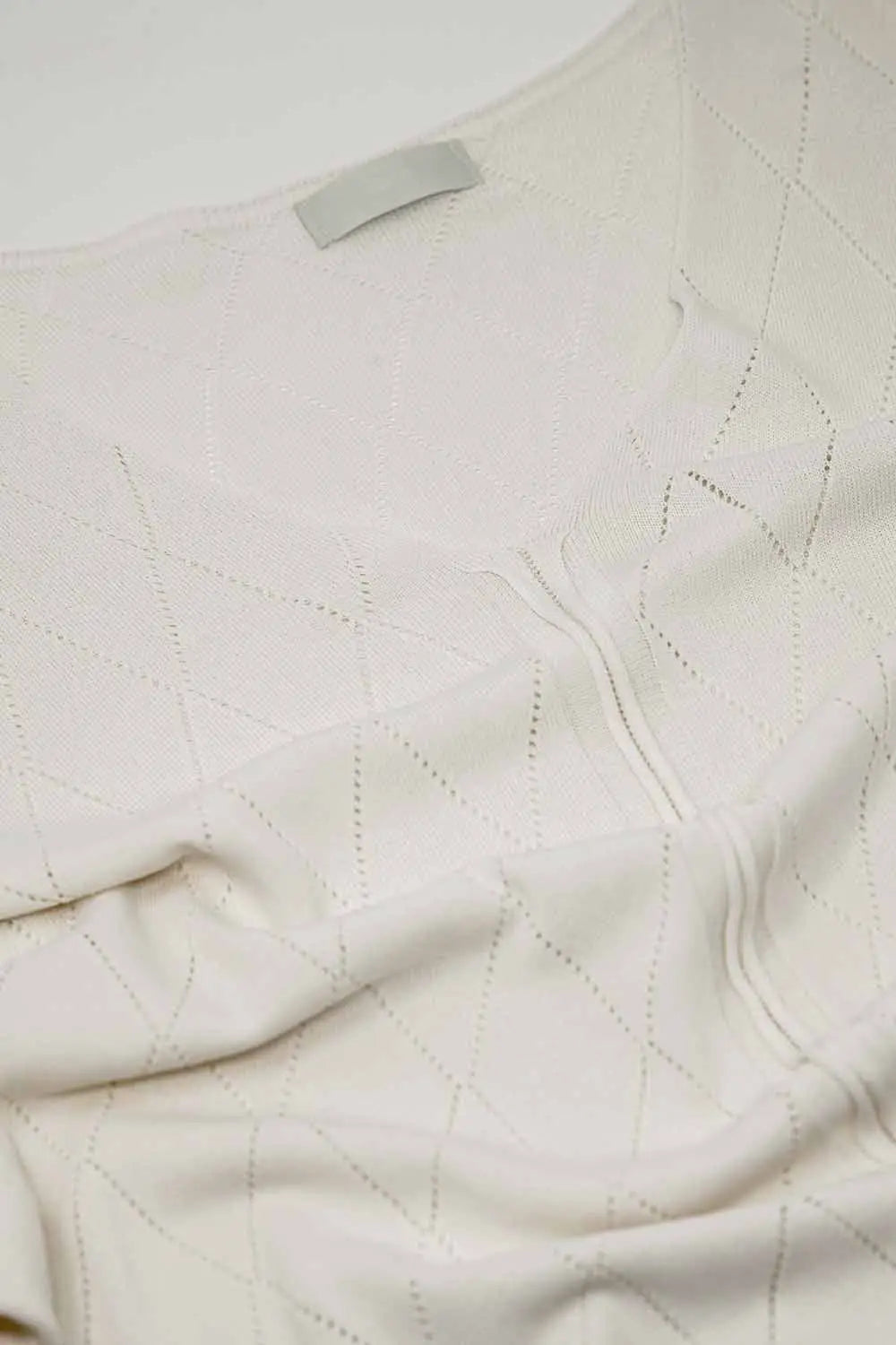 Beige Short Sleeve Sweater With Argyle Pattern - BEIGE / ONE - Sweaters