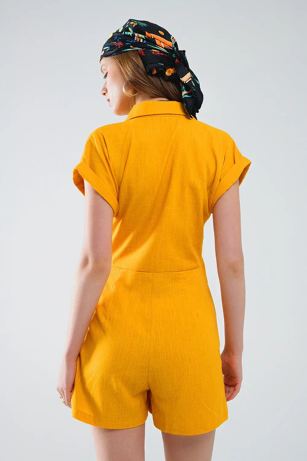 Yellow playsuit with Tie Closing at the Side - Jumpsuits