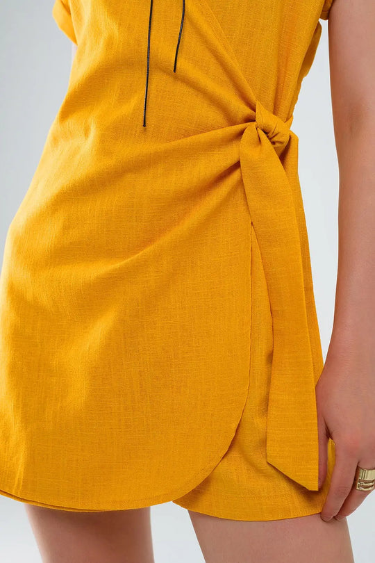 Yellow playsuit with Tie Closing at the Side - Jumpsuits
