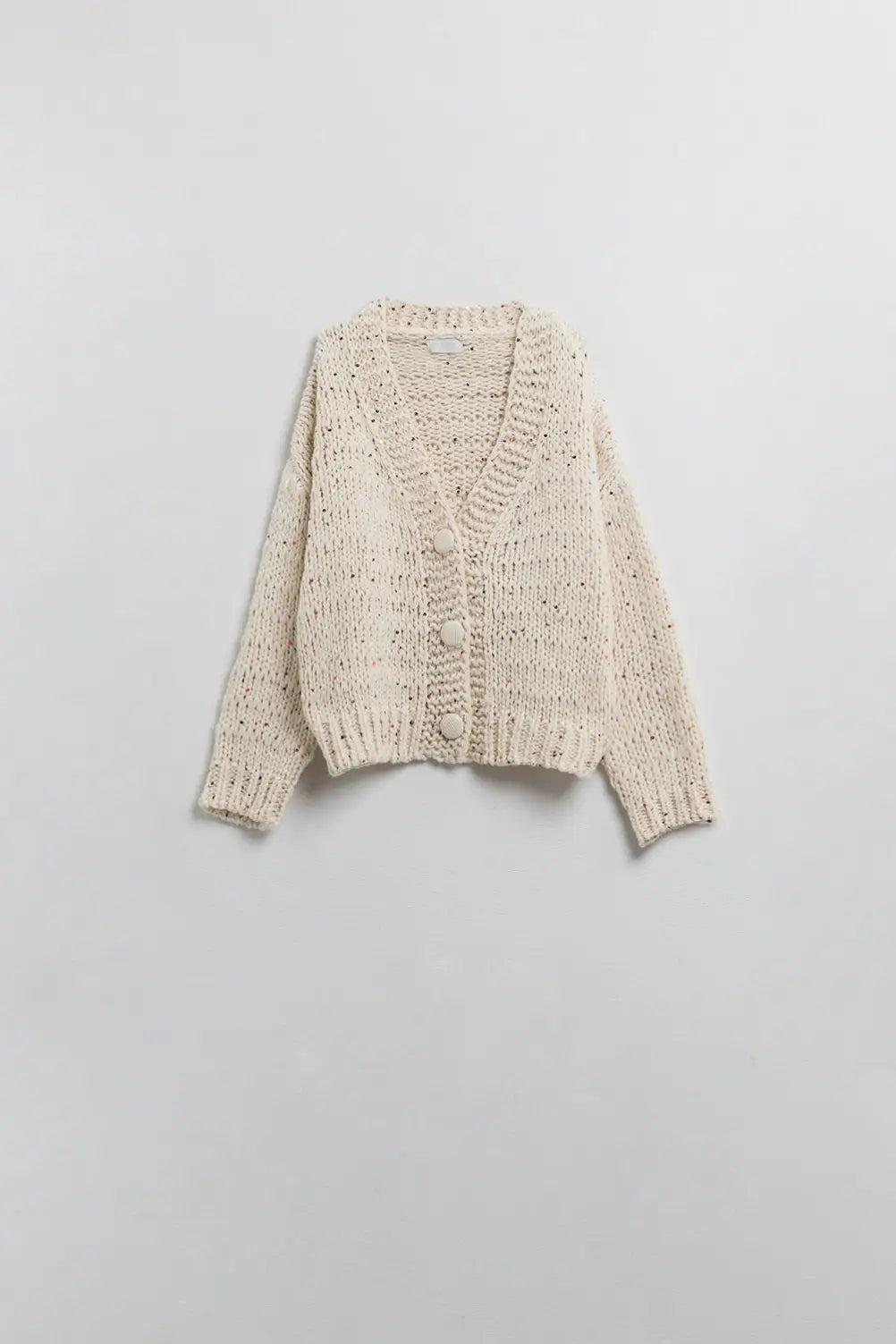 Oversized chunky knit cardigan in cream with sequin detail - CREAM / ONE - Cardigans