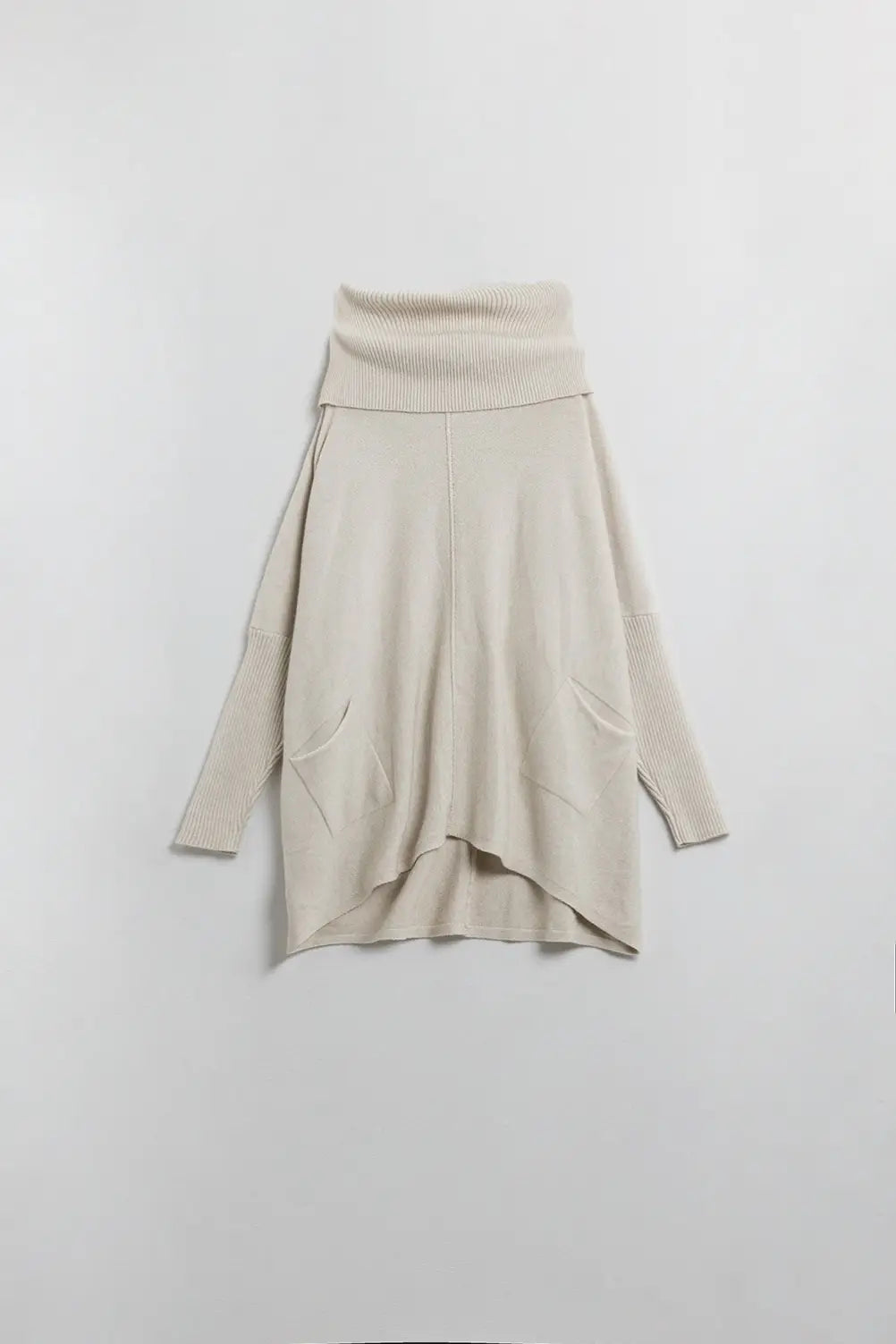 Oversized beige sweater with front pockets - BEIGE / ONE - Sweaters