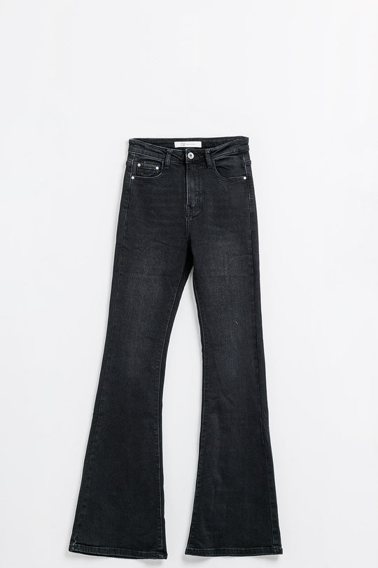 High waisted flare jeans in black