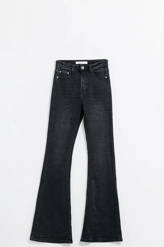 High waisted flare jeans in black