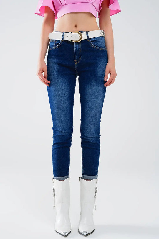 Super Skinny Dark Wash Jeans In Elastic Denim