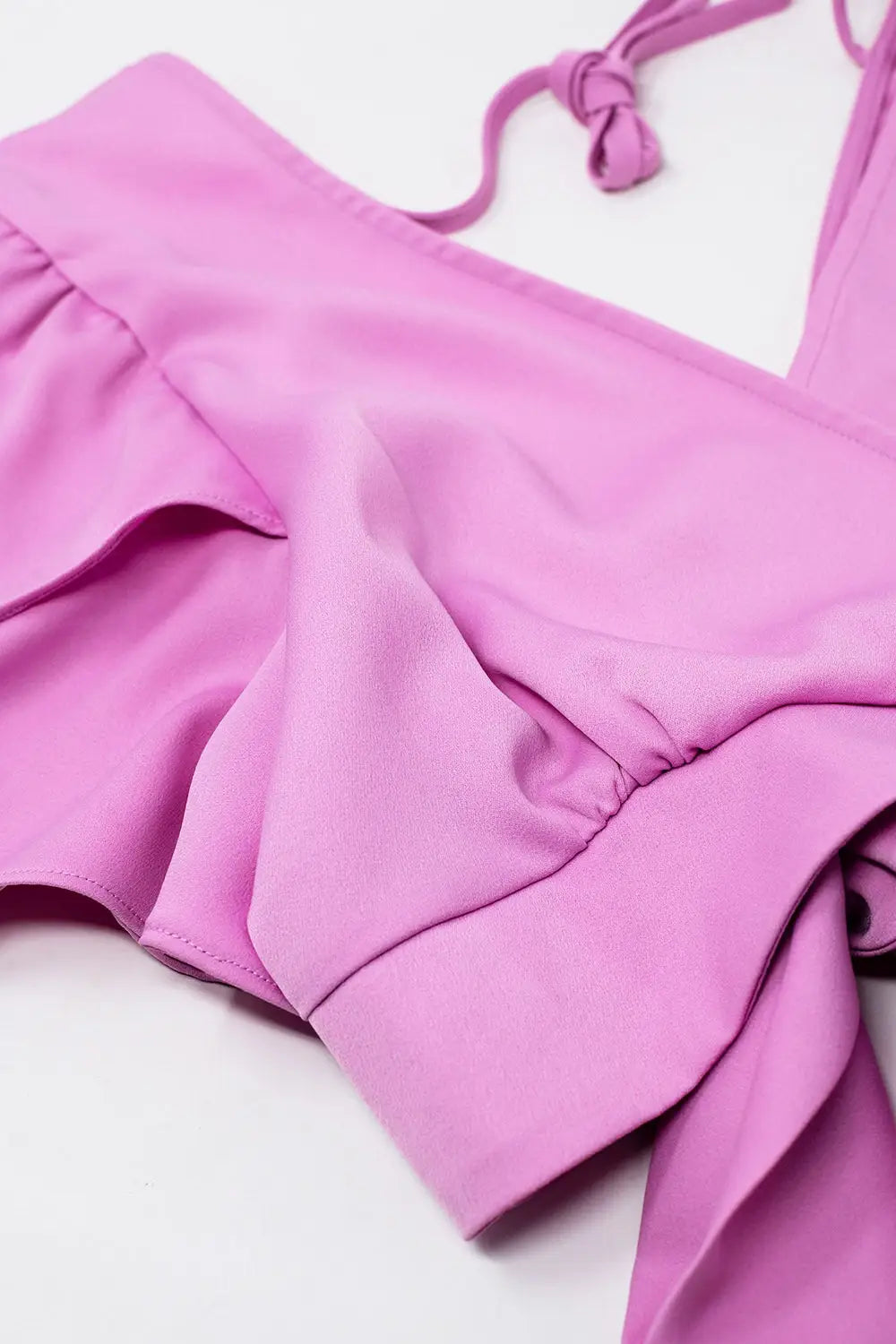 Pink Crop Top With Short Sleeves And V-neck - Tops