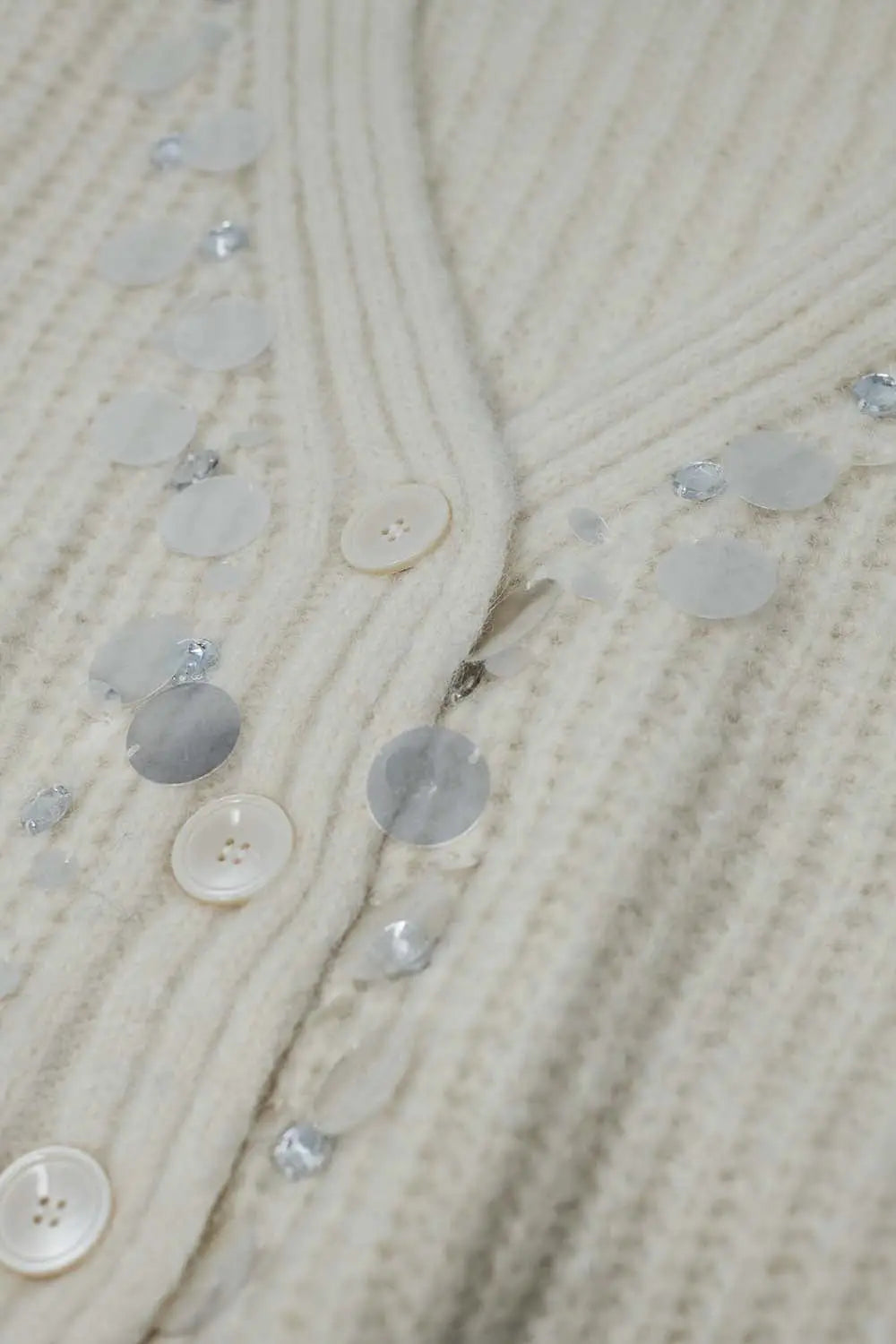 Chunky knit cardigan with sequin detail - CREAM / ONE - Cardigans