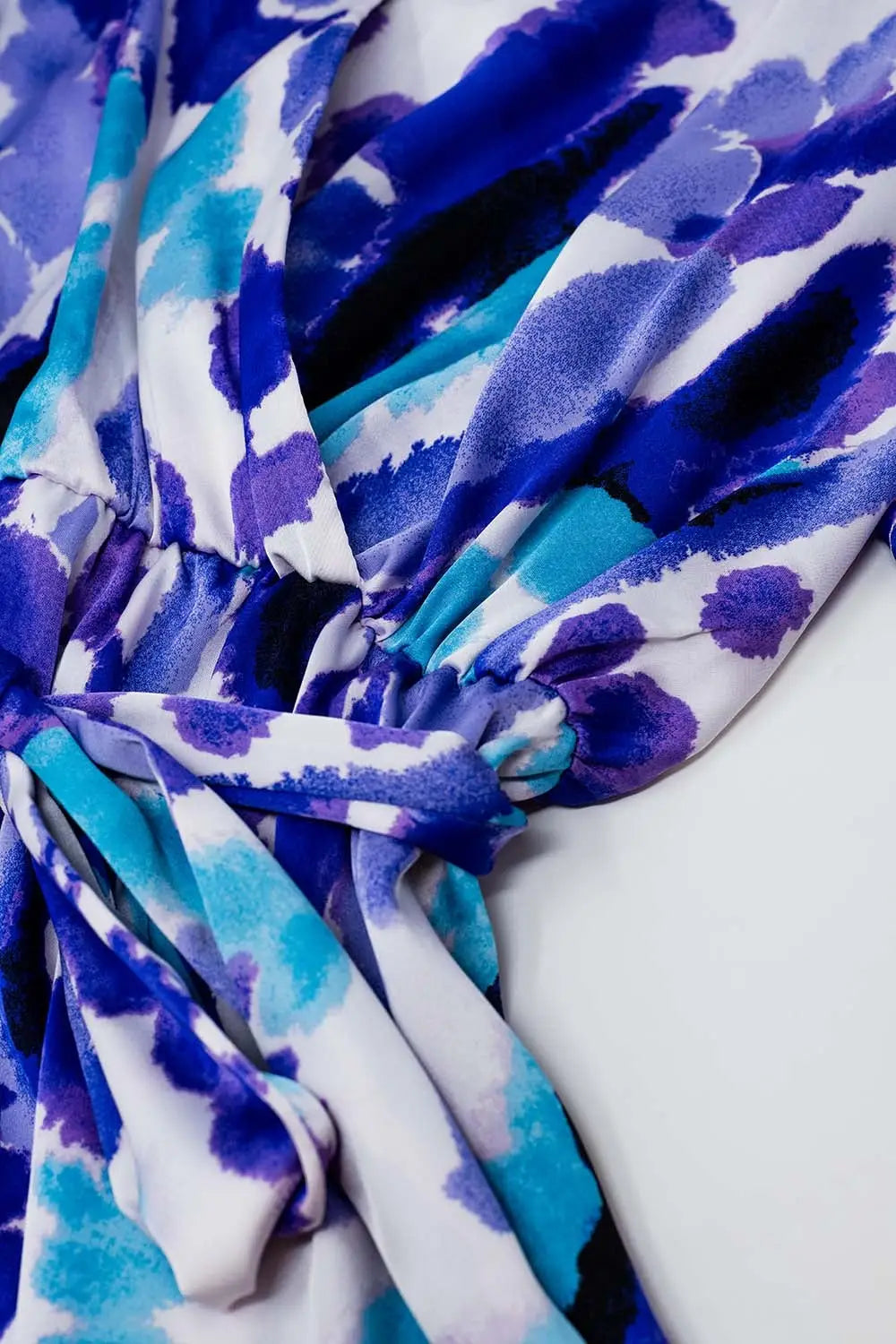 Wrap Short Dress In Blue and Purple Tie-dye - Dresses