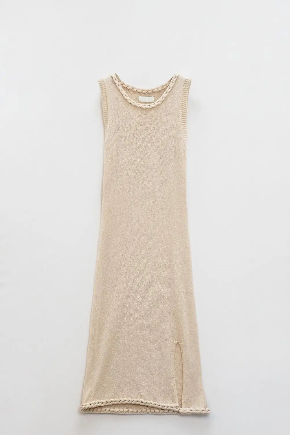 Knitted Midi Dress With Braided Detail in beige color - BEIGE / ONE - Dresses