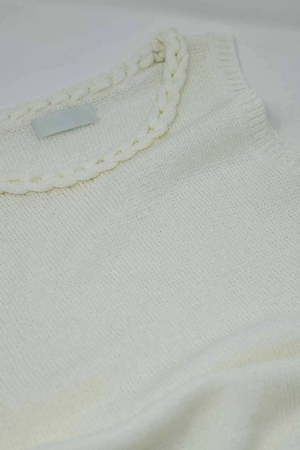 Knitted Midi Dress With Braided Detail in Cream - CREAM / ONE - Dresses