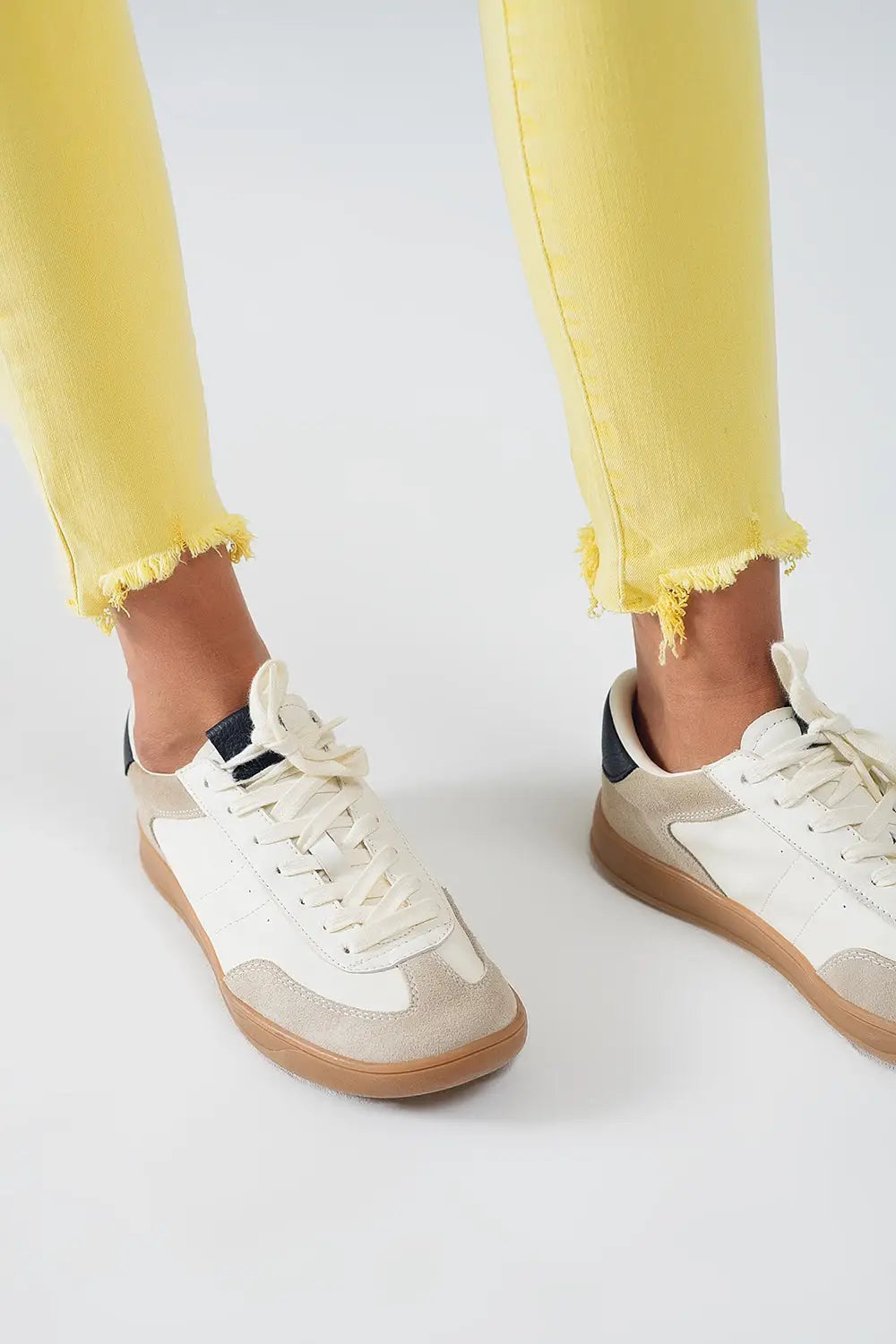 Yellow jagged hem super skinny Stretch Jeans - Colored Jeans