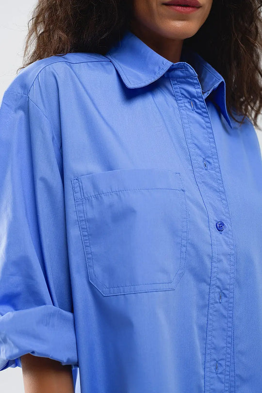 Super Oversized High Low Shirt in Blue - Shirts