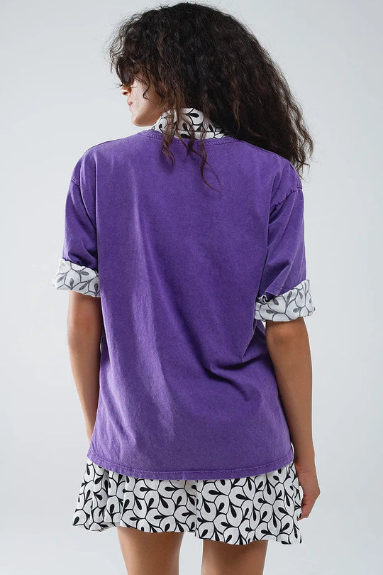 Purple relaxed T-shirt with manhattan text - PURPLE / ONE - T-Shirts