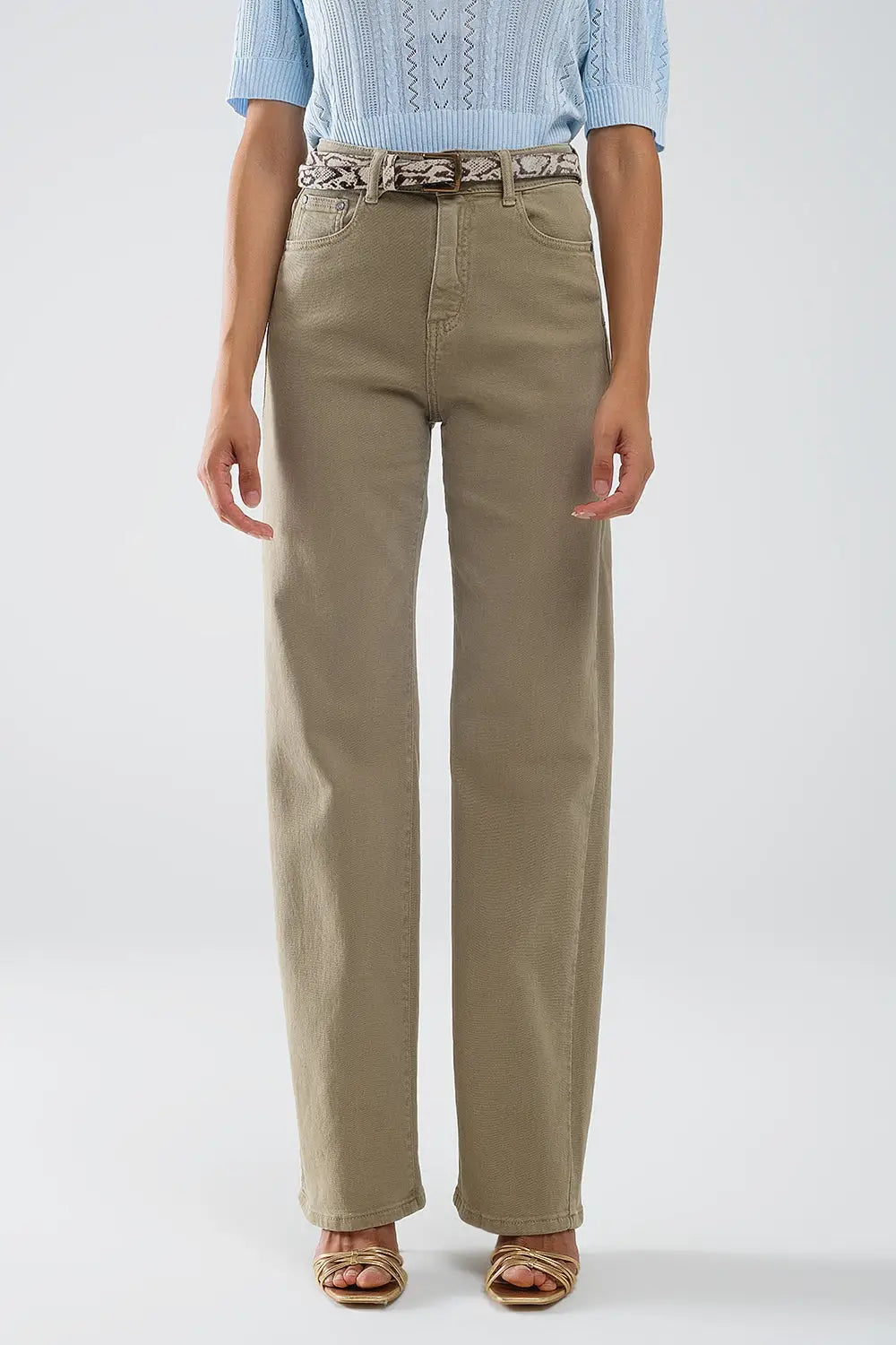 High rise slouchy mom jeans in beige - Colored Jeans