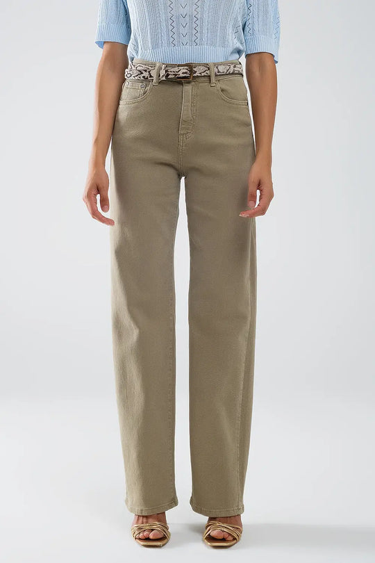 High rise slouchy mom jeans in beige - Colored Jeans
