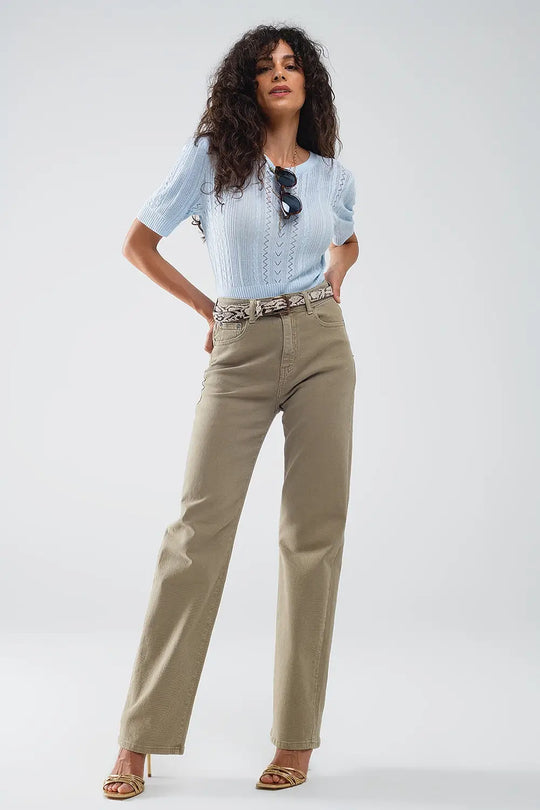 High rise slouchy mom jeans in beige - Colored Jeans