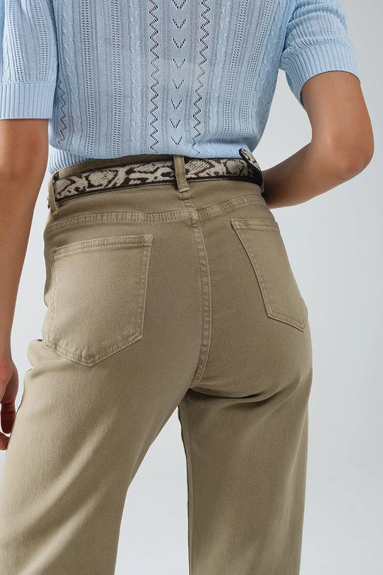 High rise slouchy mom jeans in beige - Colored Jeans
