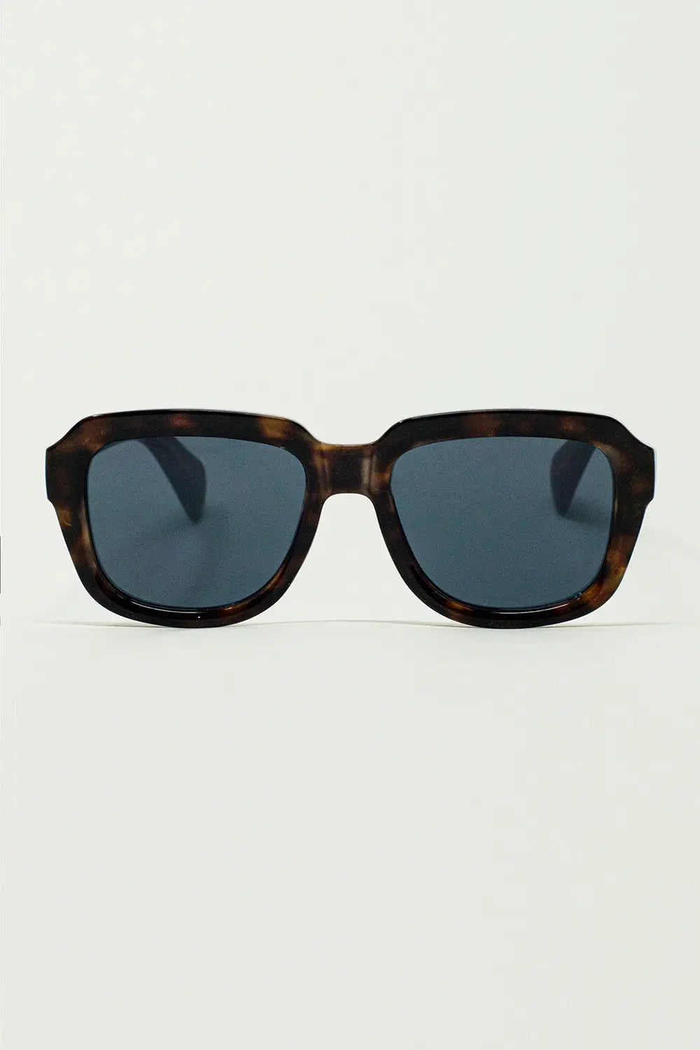 Chunky Square Sunglasses With Dark Brown Tortoise Shell Frame - BROWN / ONE - Sunglasses