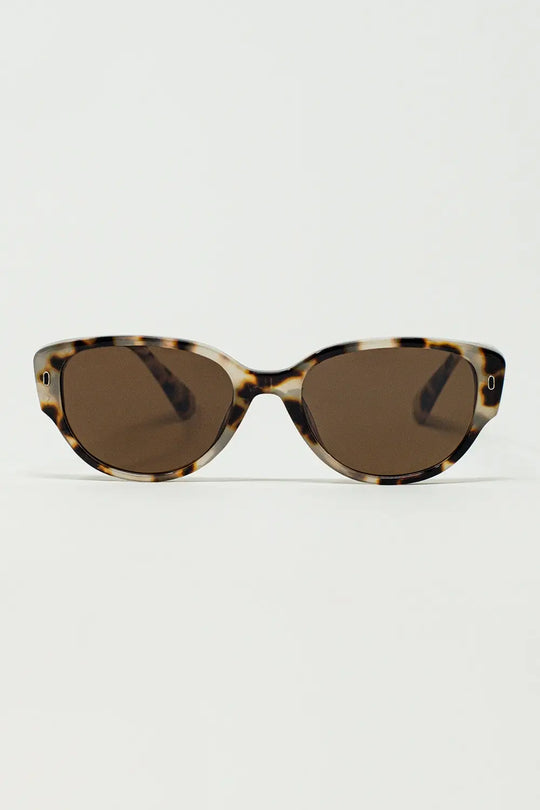 Oval Sunglasses In Havana Brown Gradient Color - BEIGE / ONE - Sunglasses
