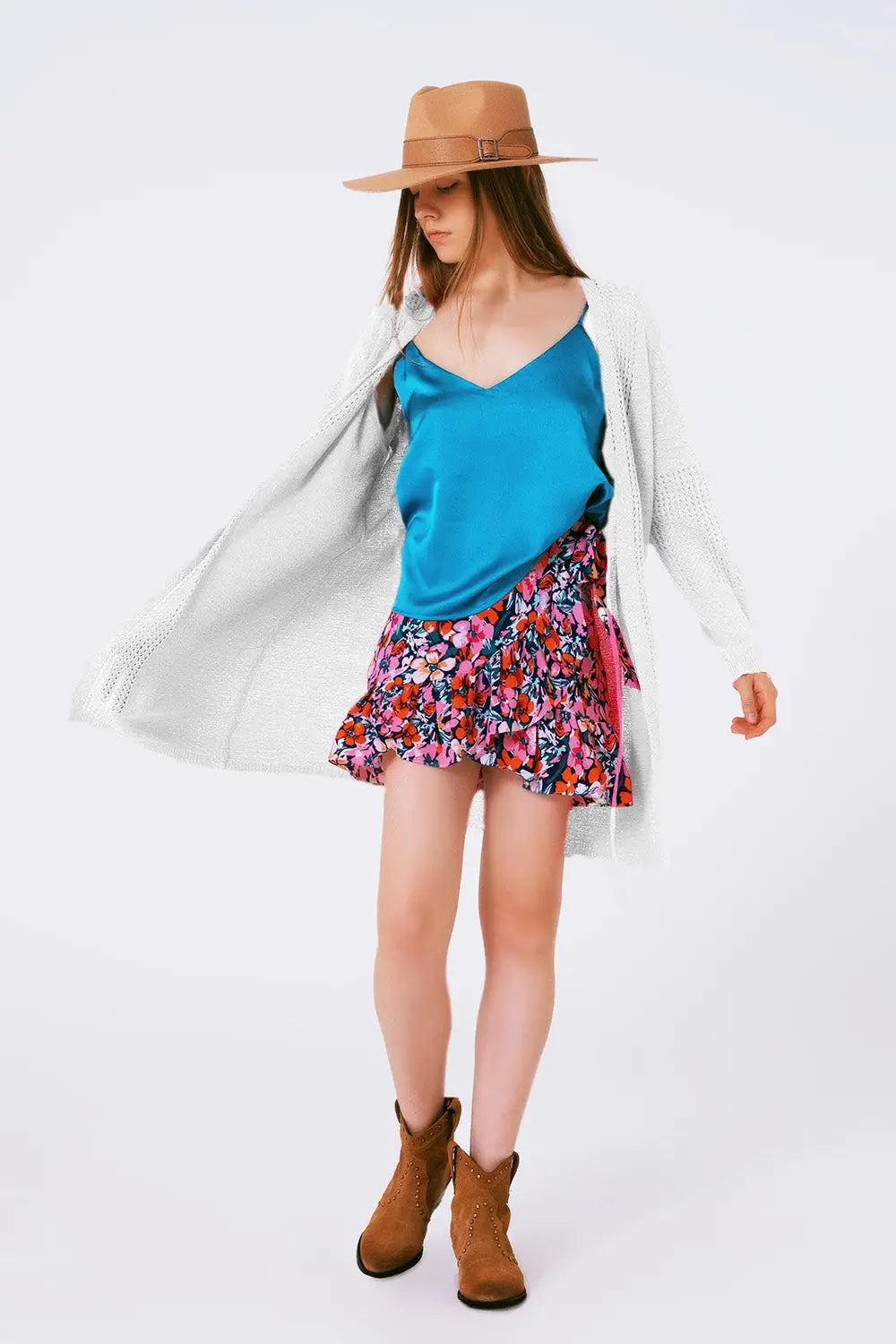 Midi Crochet Drawstring Cardigan in White - WHITE / ONE - Cardigans