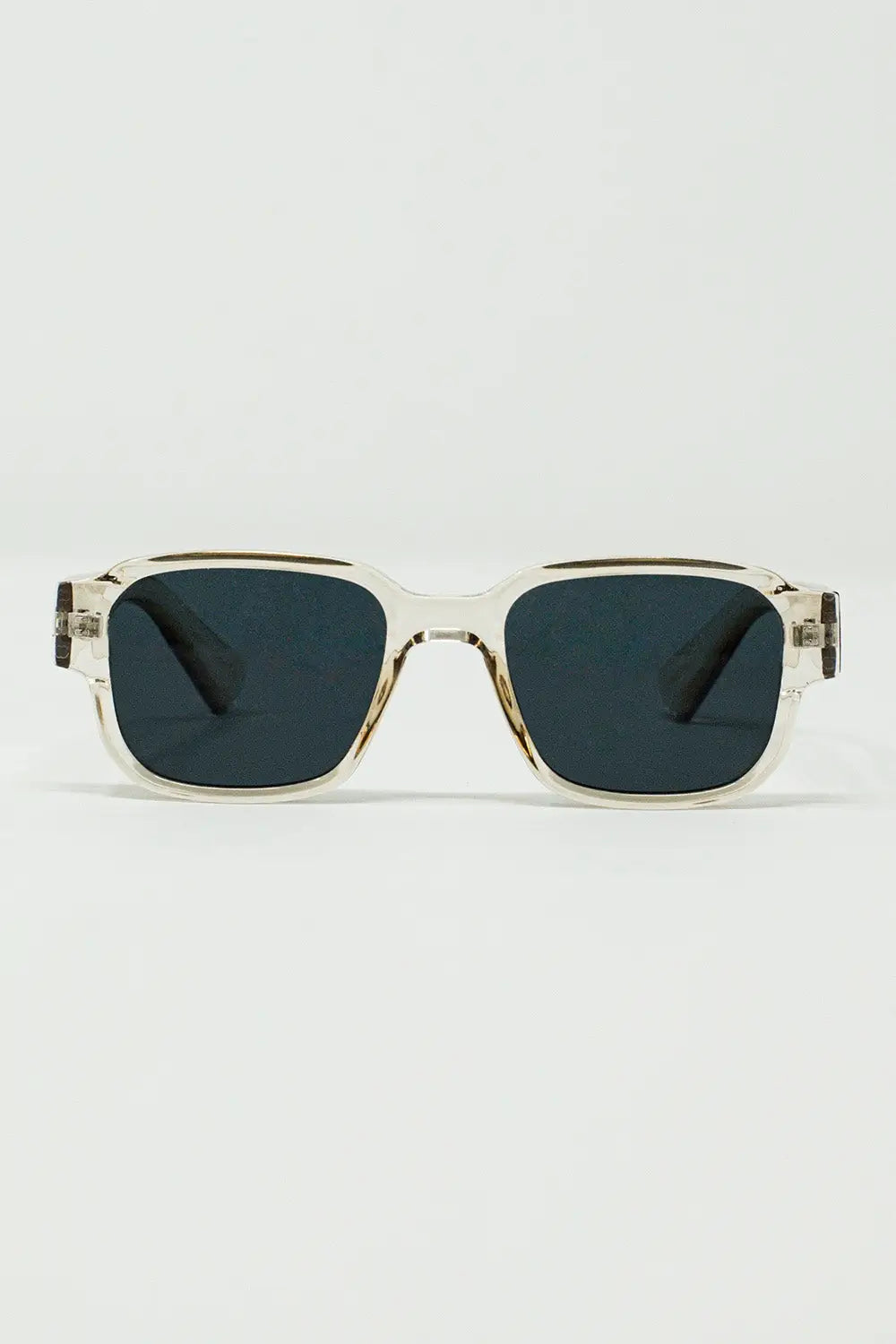 Chunky Square Sunglasses With Transparent Smoky Frame - BEIGE / ONE - Sunglasses