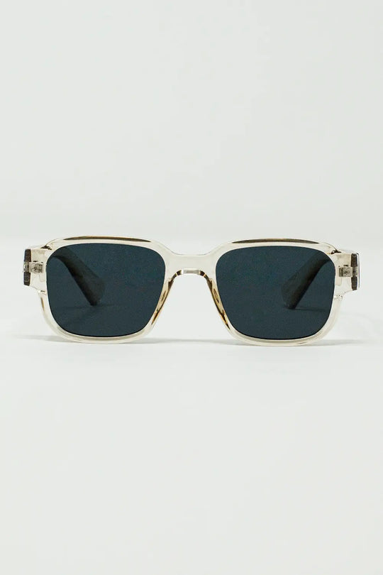 Chunky Square Sunglasses With Transparent Smoky Frame - BEIGE / ONE - Sunglasses