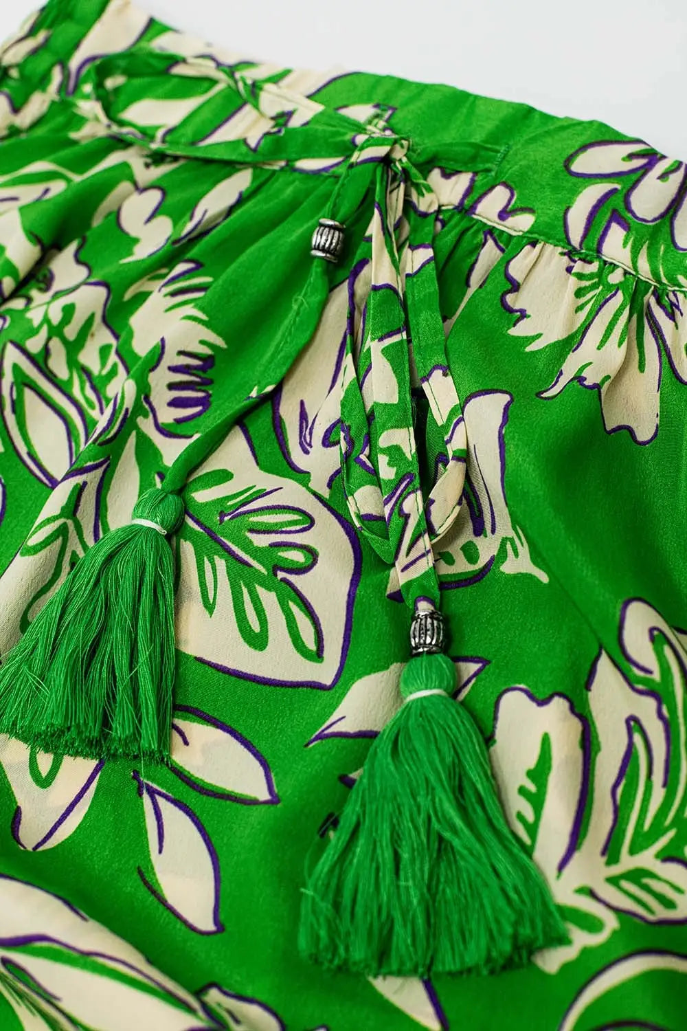 Tiered Maxi Skirt In Green Floral Print - Skirts