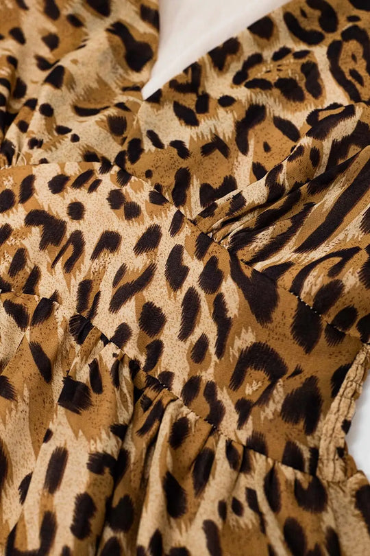 Short Leopard Print Dress With Cinched-In Waist - Dresses