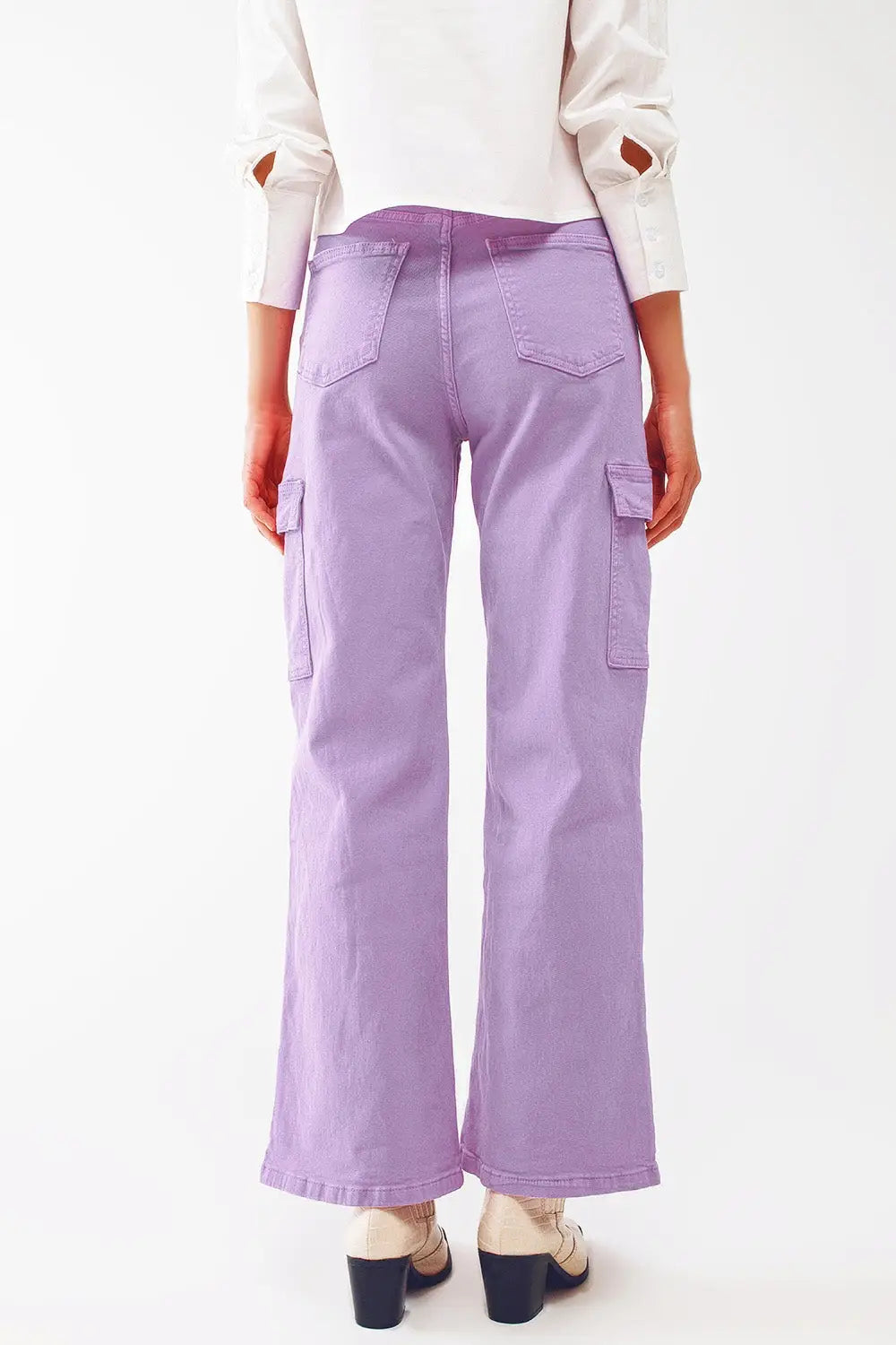 Straight Leg Cargo Jeans in Purple - Colored Jeans