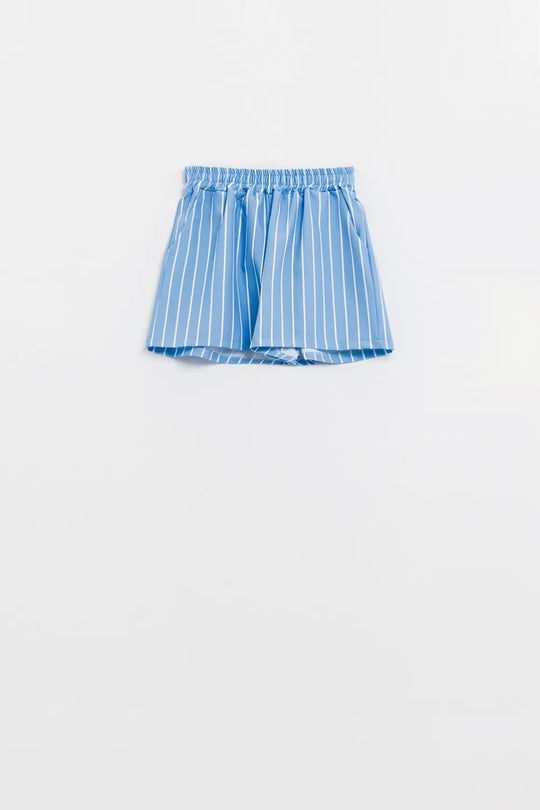 Blue Striped Flowing Shorts - Pants